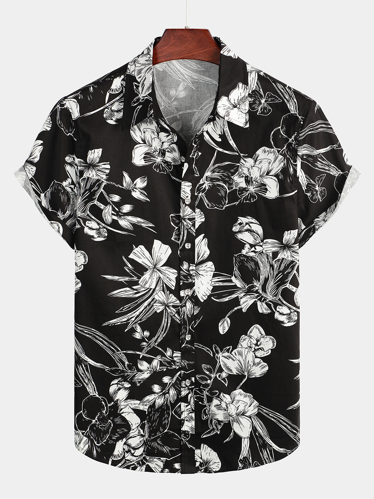 Mens Floral Cotton Tropical Hawaiian Shirt