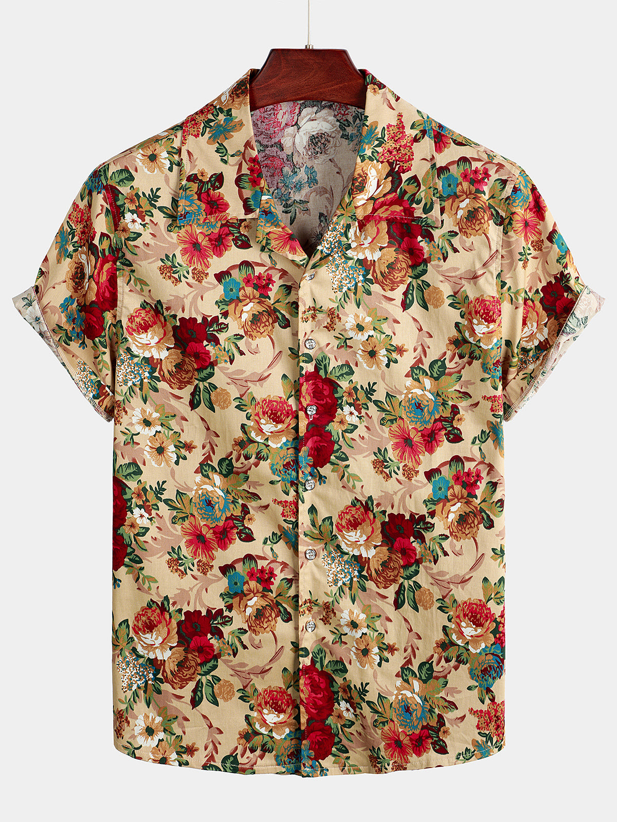 Mens Floral Cotton Tropical Hawaiian Shirt