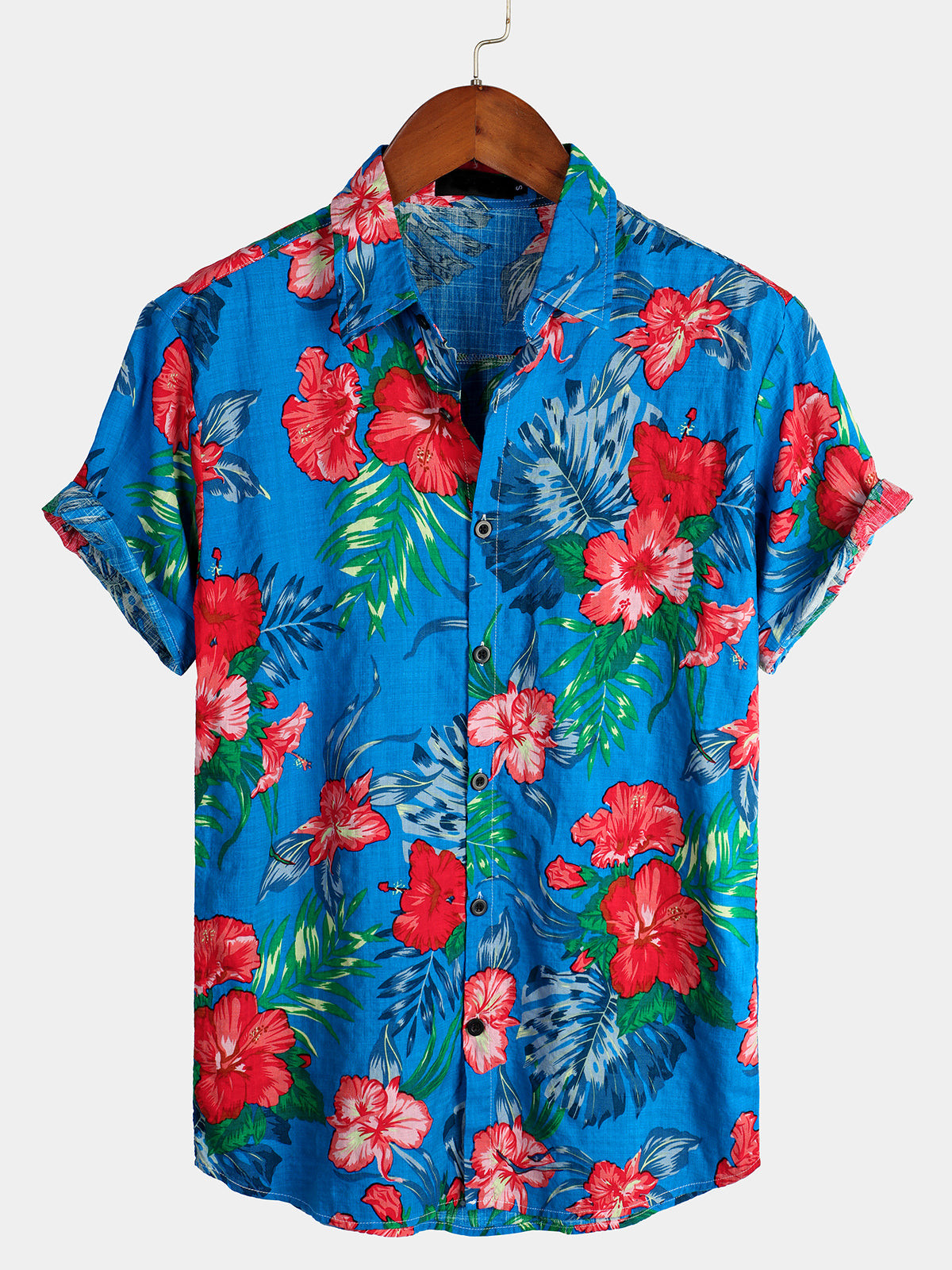 Mens Floral Cotton Tropical Hawaiian Shirt