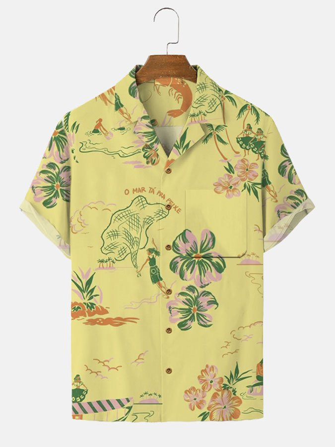 Mens Floral Hawaiian Shirt Casual  Aloha Cool Beach Shirts