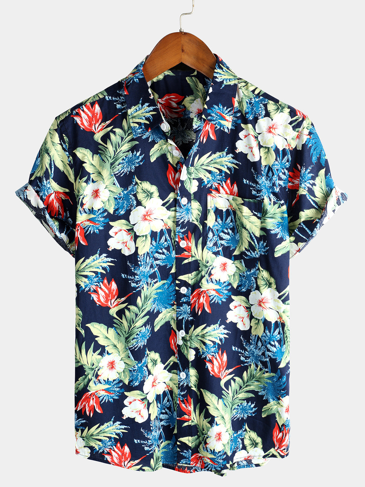 Mens Floral Holiday Cotton Shirt Hawaiian Shirt for Men Women