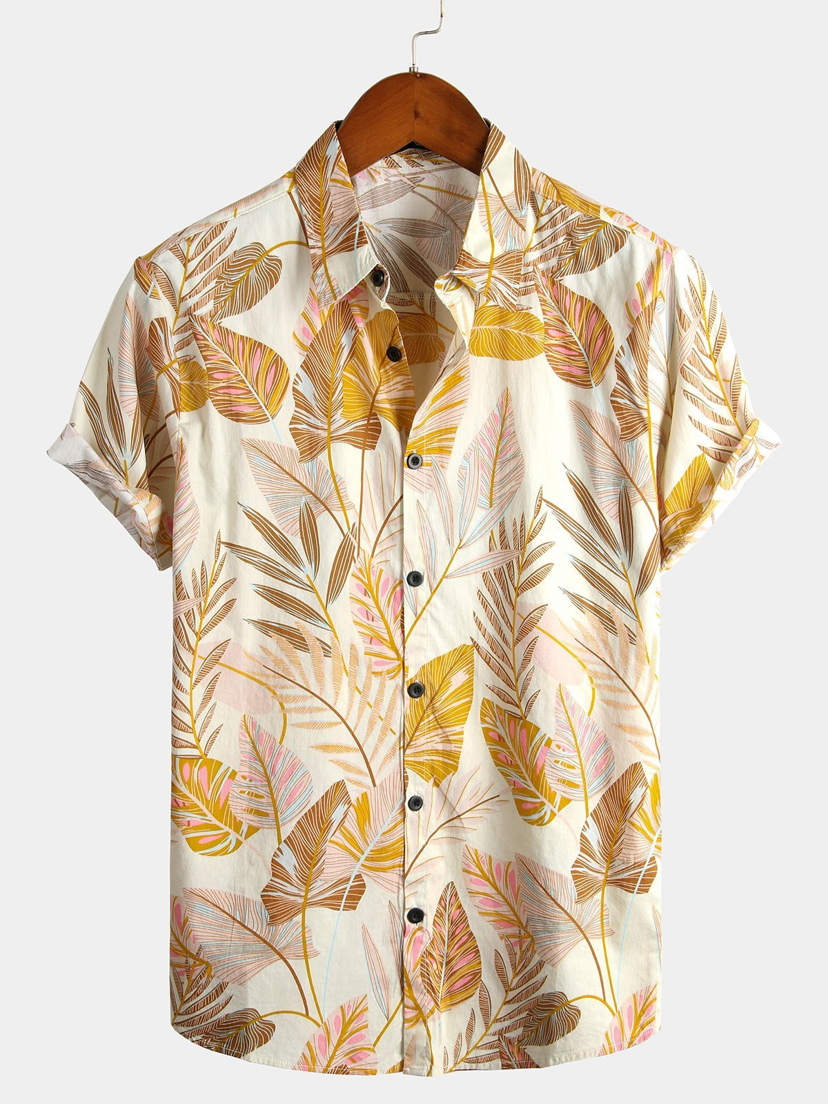 Mens Floral Print Cotton Casual  Breathable Tropical Hawaiian Shirt