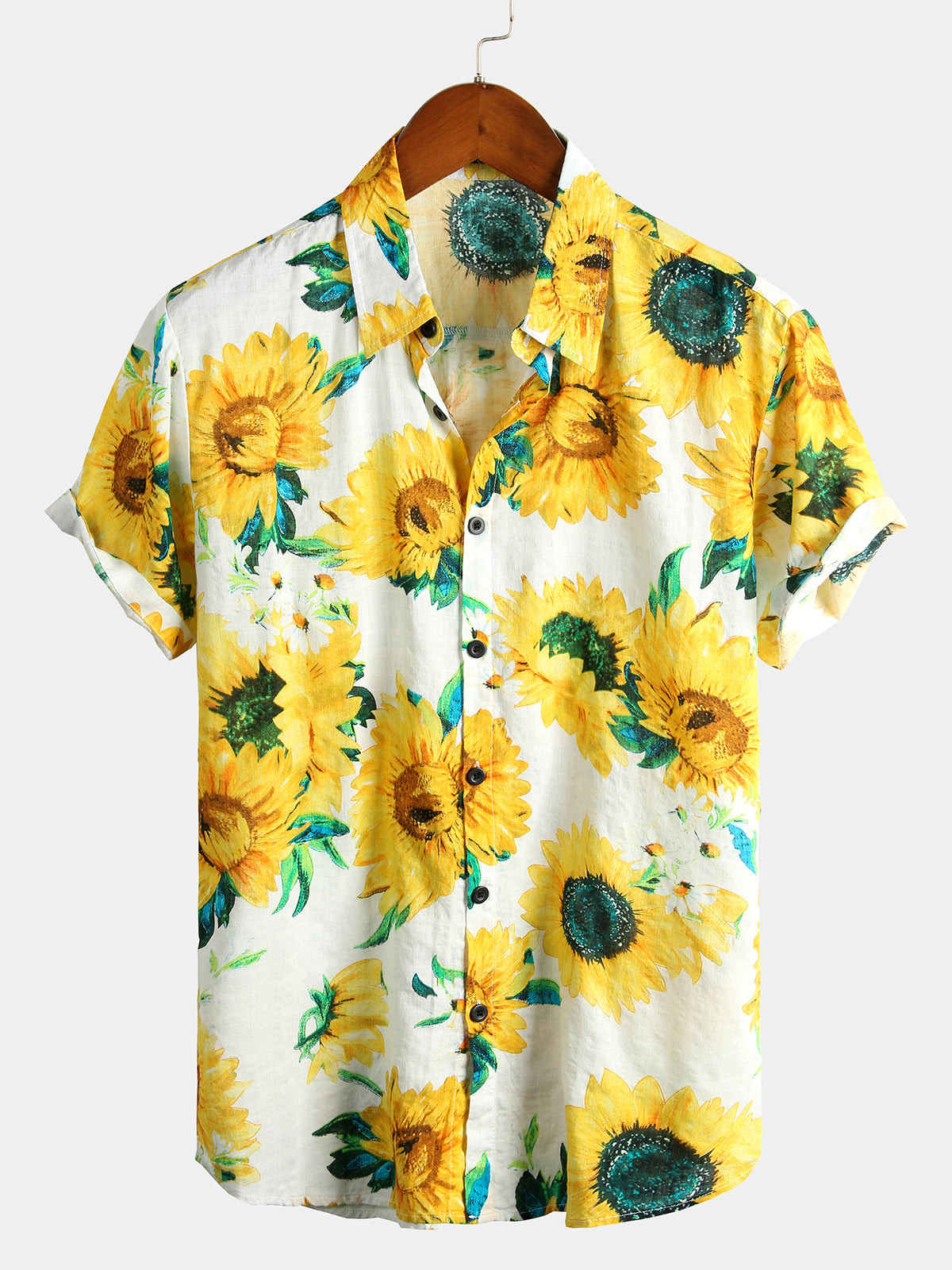 Mens Floral Print Short Sleeve Hawaiian Shirt