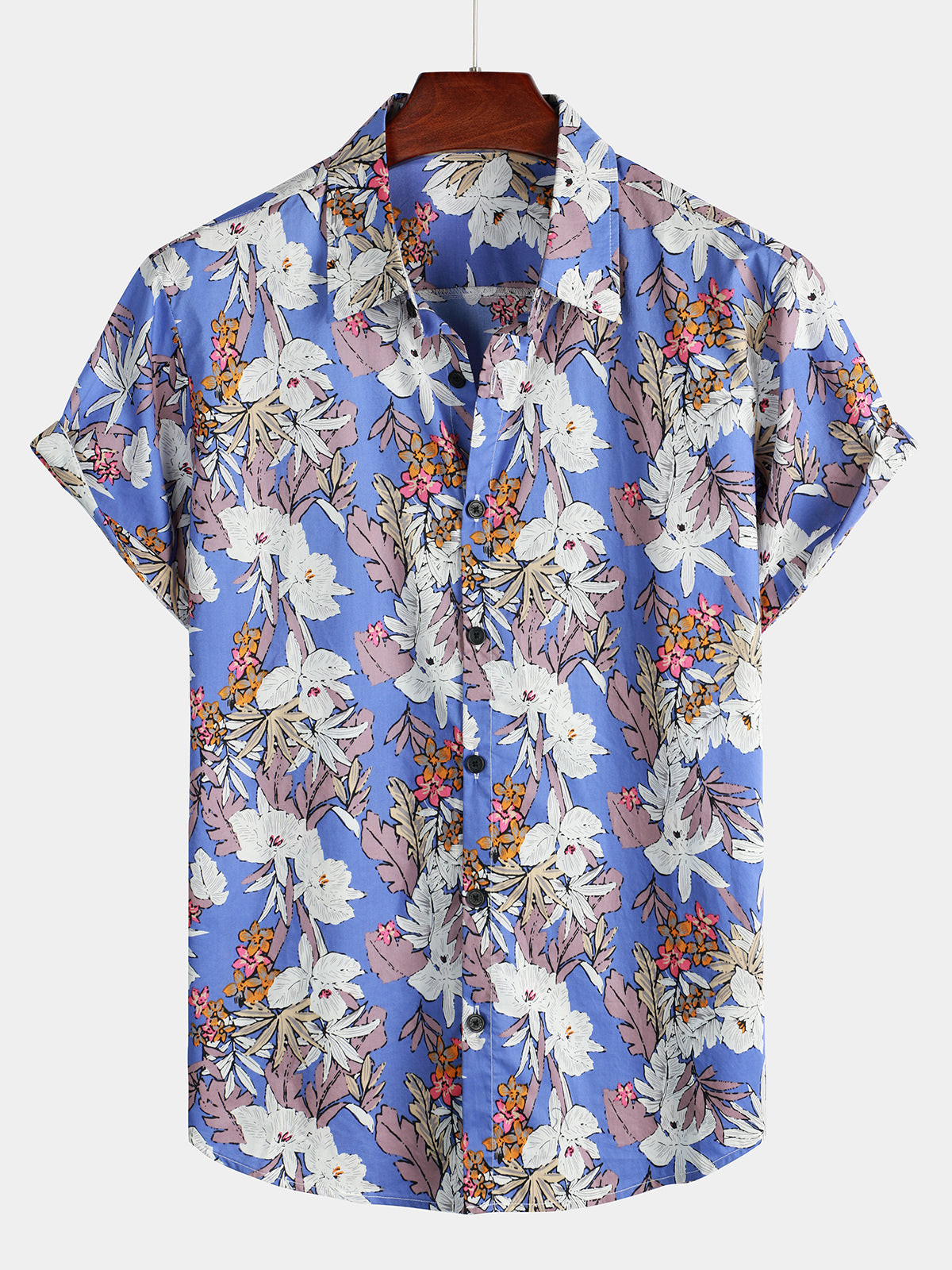 Mens Floral Print Short Sleeve Hawaiian Shirt