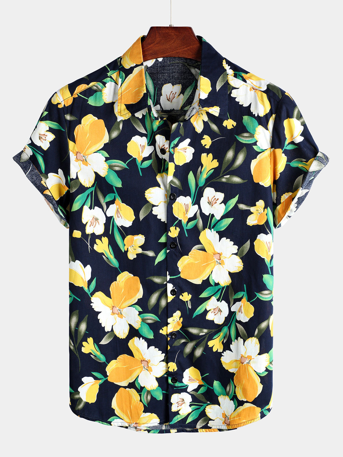 Mens Floral Print Tropical Hawaii Cotton Short Sleeve Shirt Hawaiian Shirt for Men Women