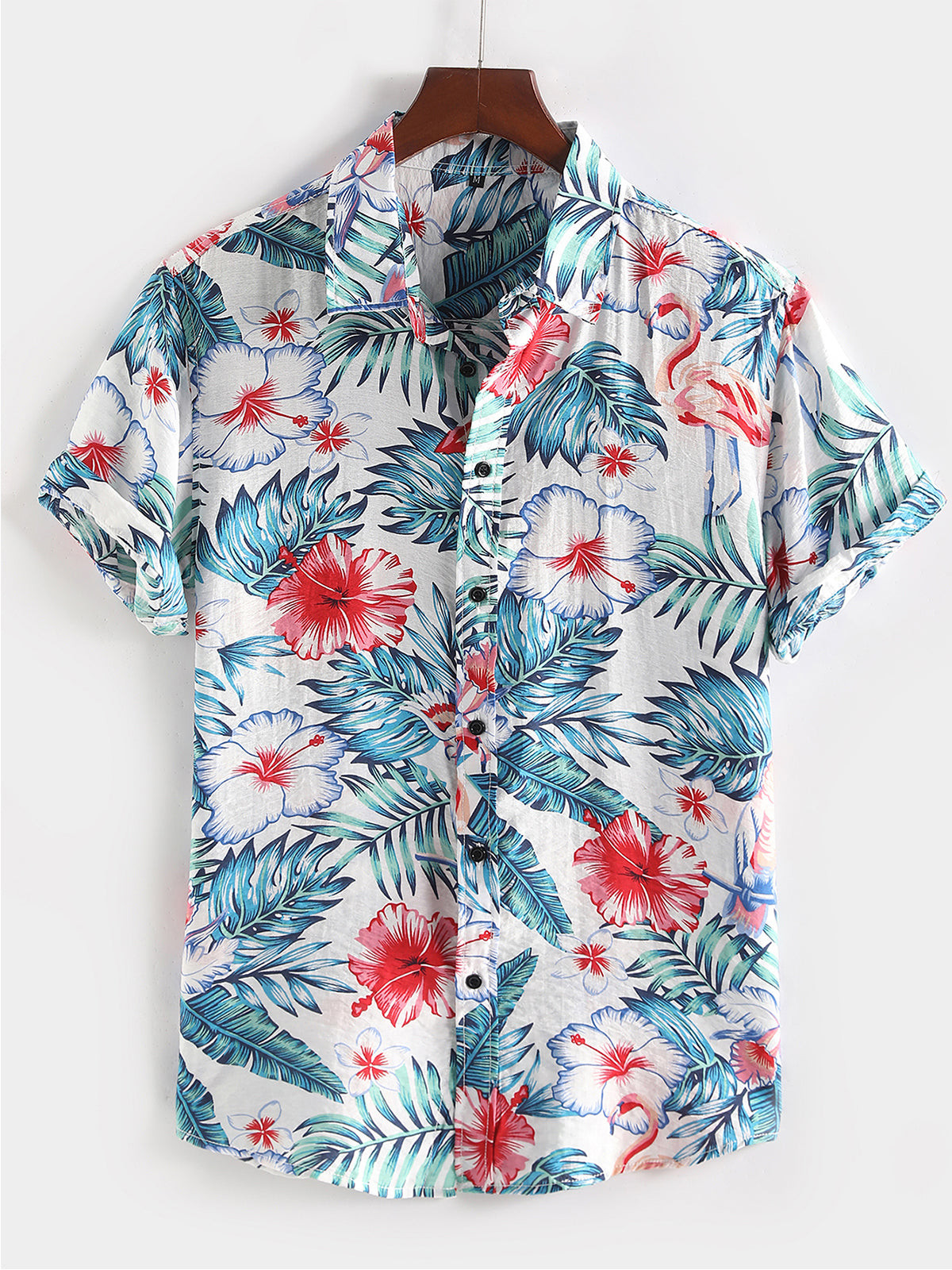 Mens Floral Printed Holiday Cotton Shirt Hawaiian Shirt for Men Women
