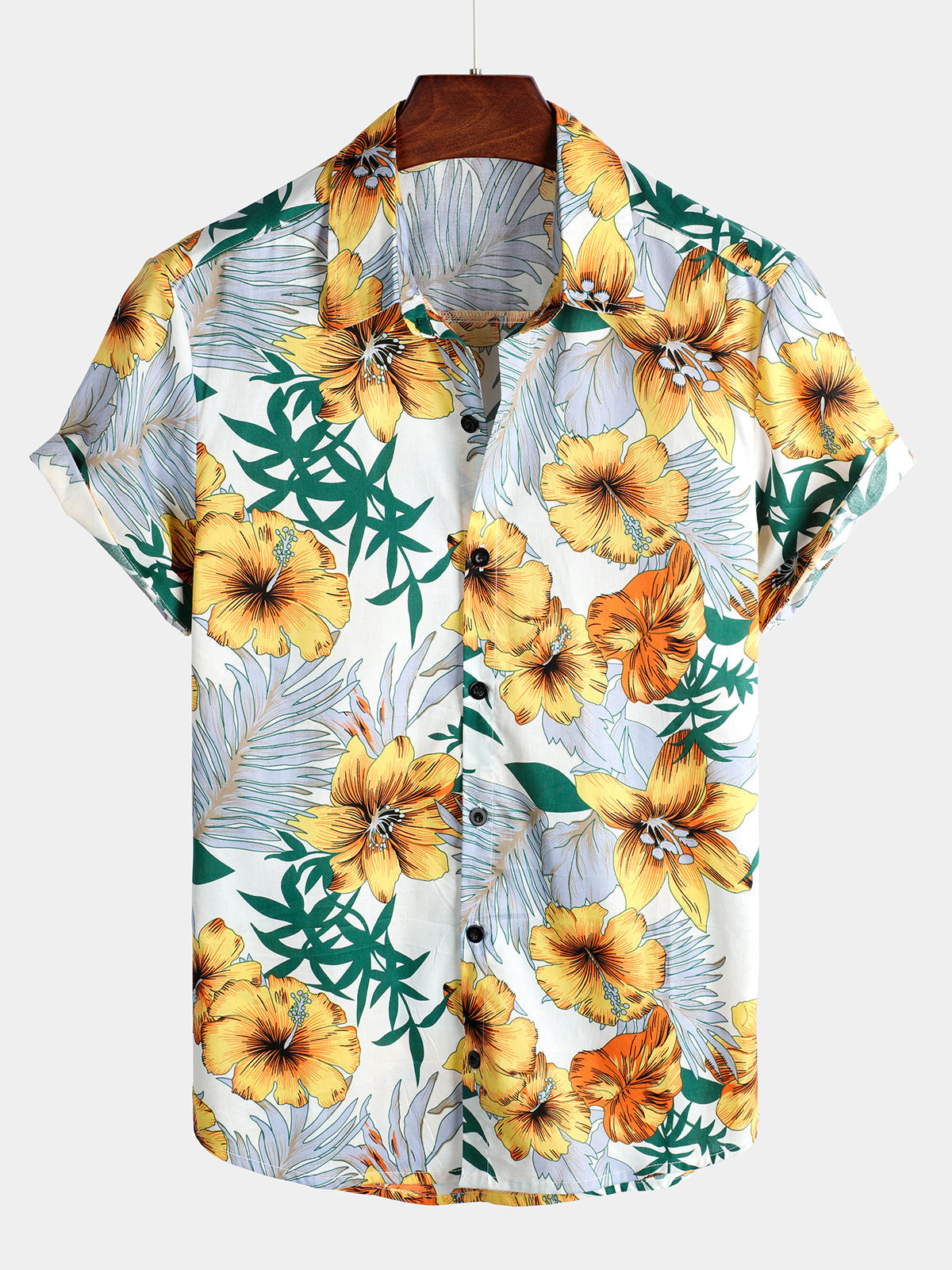 Mens Floral Tropical Hawaii Cotton Short Sleeve Shirt Hawaiian Shirt for Men Women