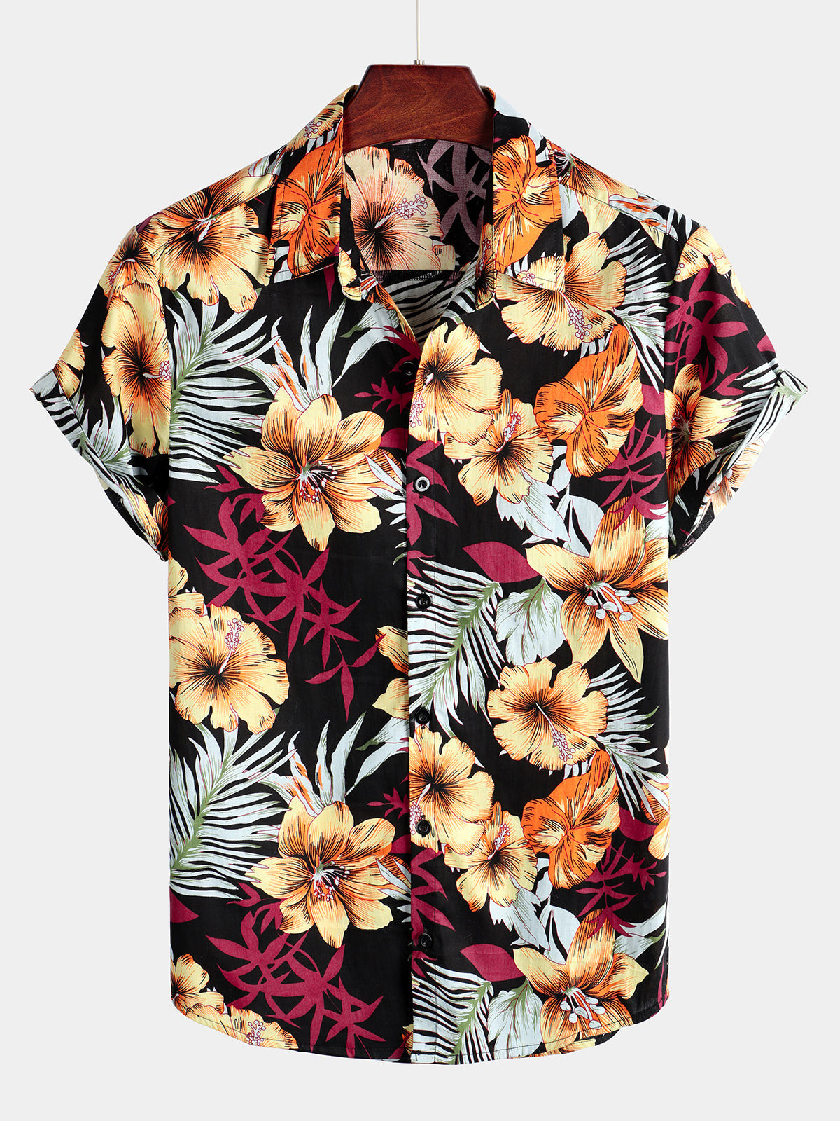 Mens Floral Tropical Hawaiian Cotton Shirt