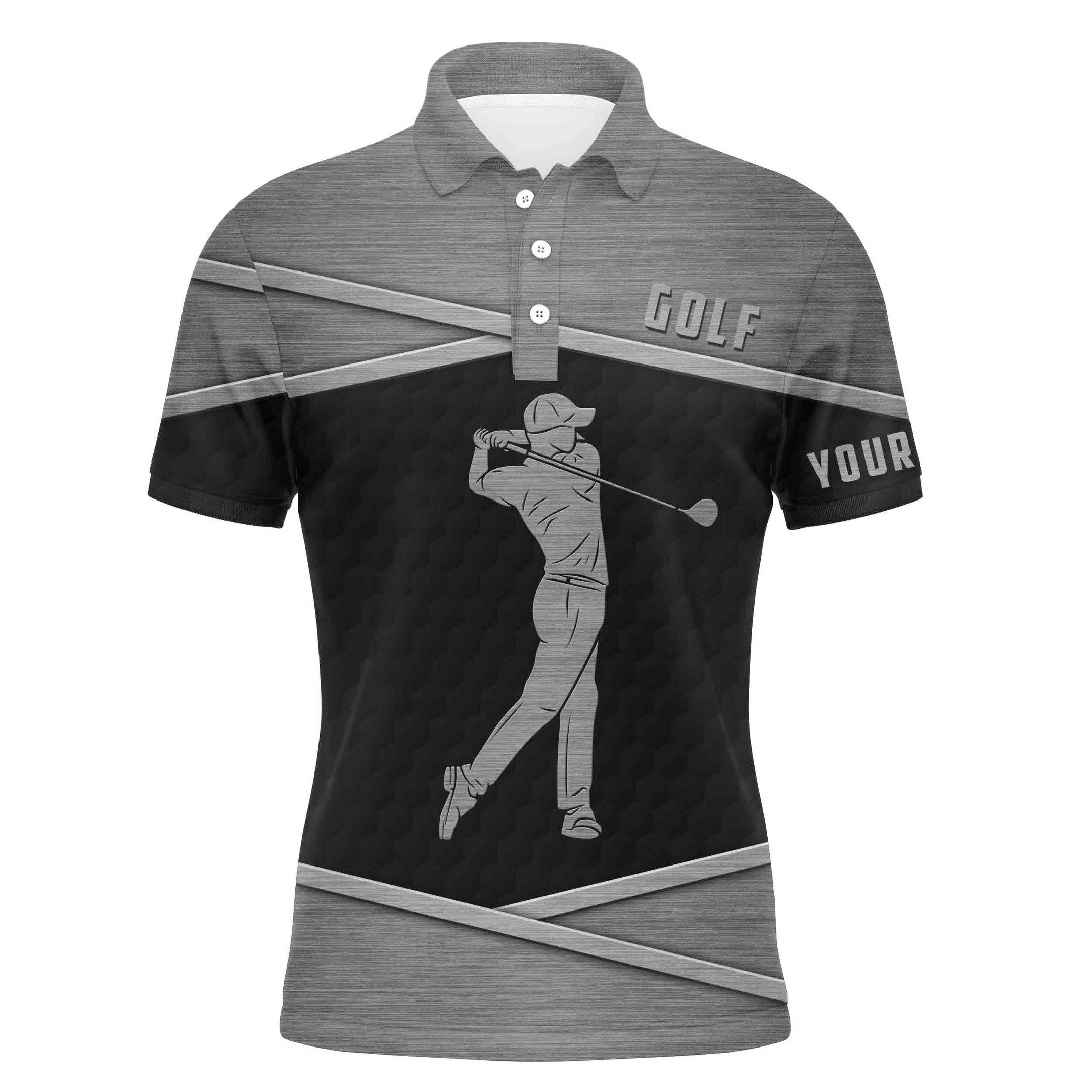 Mens Golf Polo Shirt Black Dry-Fit Best Mens Golf Wear Personalized Gifts For The Golfer