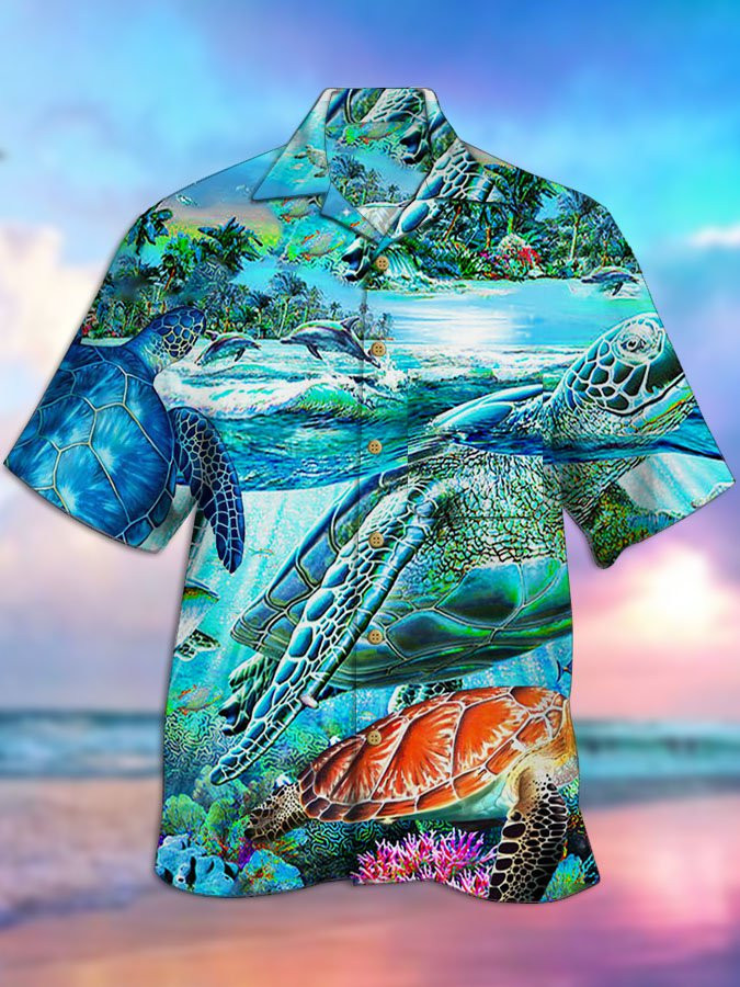 Mens Green Casual Printed Natural Landscape Cotton-Blend Hawaii Shirts Hawaiian Shirt for Men Women