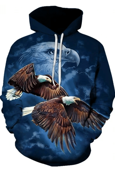 Mens Hoodie Eagle 3D All Over Print