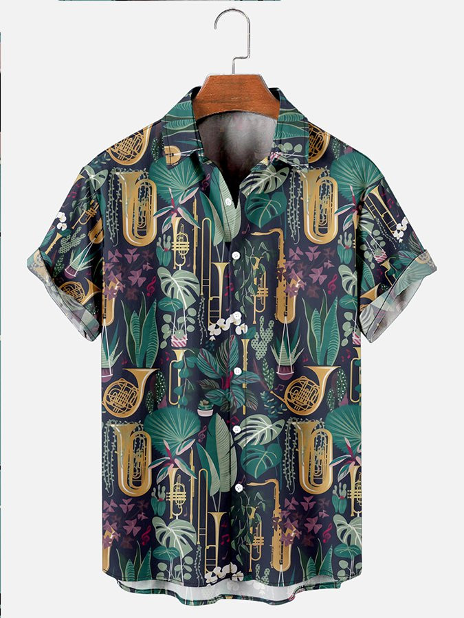 Mens Horn Trumpet Music Hawaiian Shirts