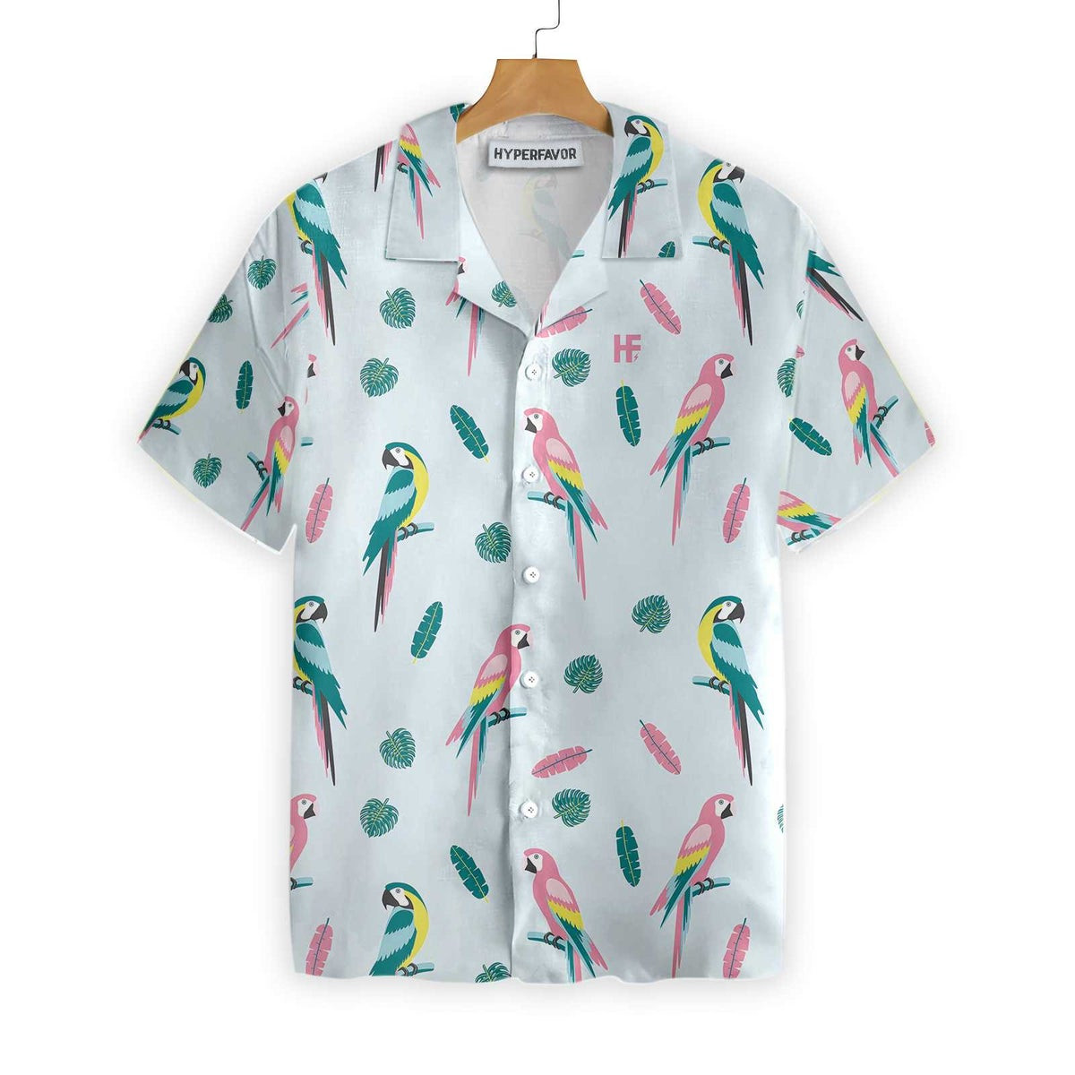 Mens Parrot And Exotic Leaves Shirt Hawaiian Shirt