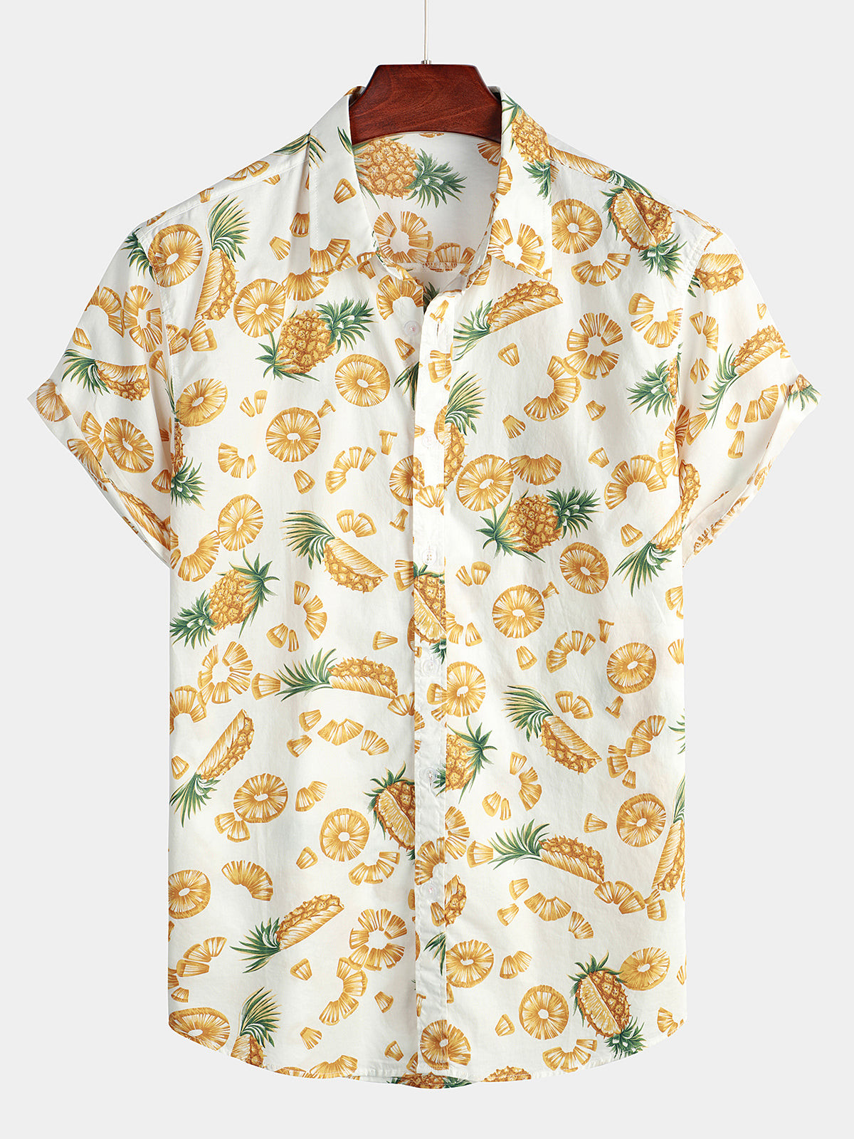 Mens Pineapple Print Short Sleeve Hawaiian Shirt