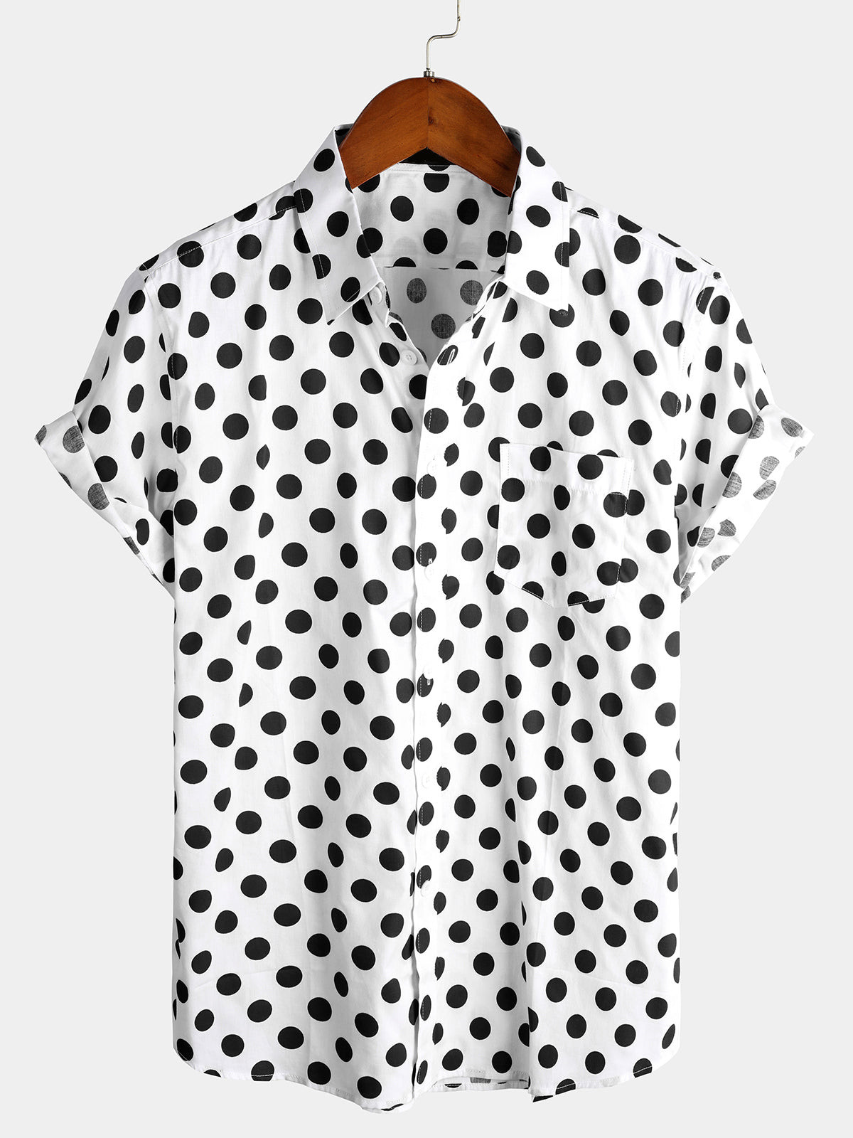 Mens Polka Dots Cotton Shirts Hawaiian Shirt for Men Women