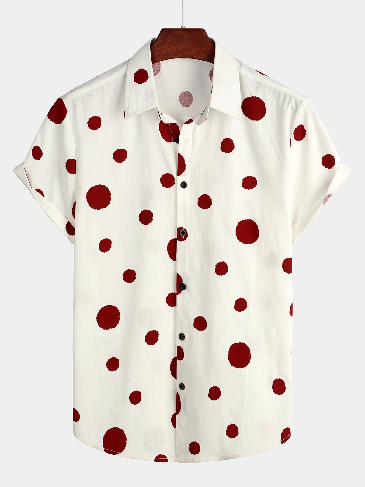 Mens Polka Dots Cotton Shirts Hawaiian Shirt for Men Women