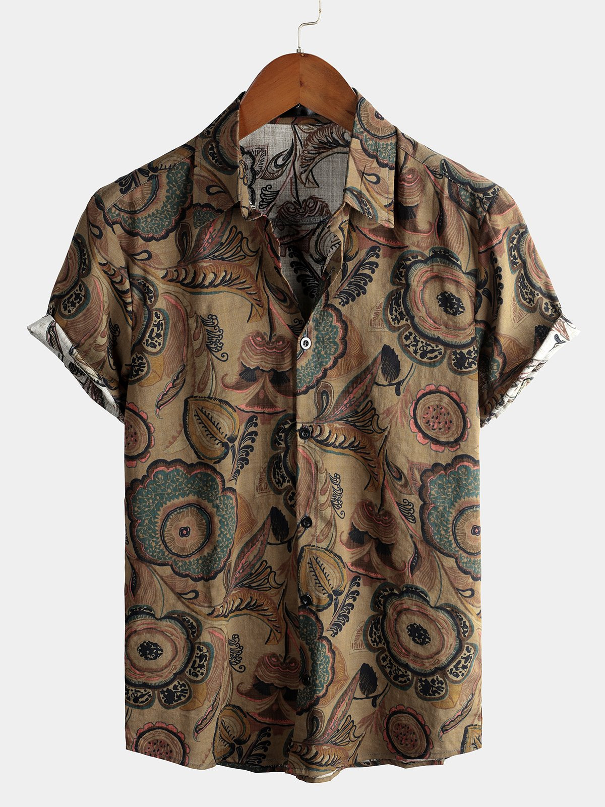 Mens Short Sleeve Cotton Shirts Hawaiian Shirt for Men Women