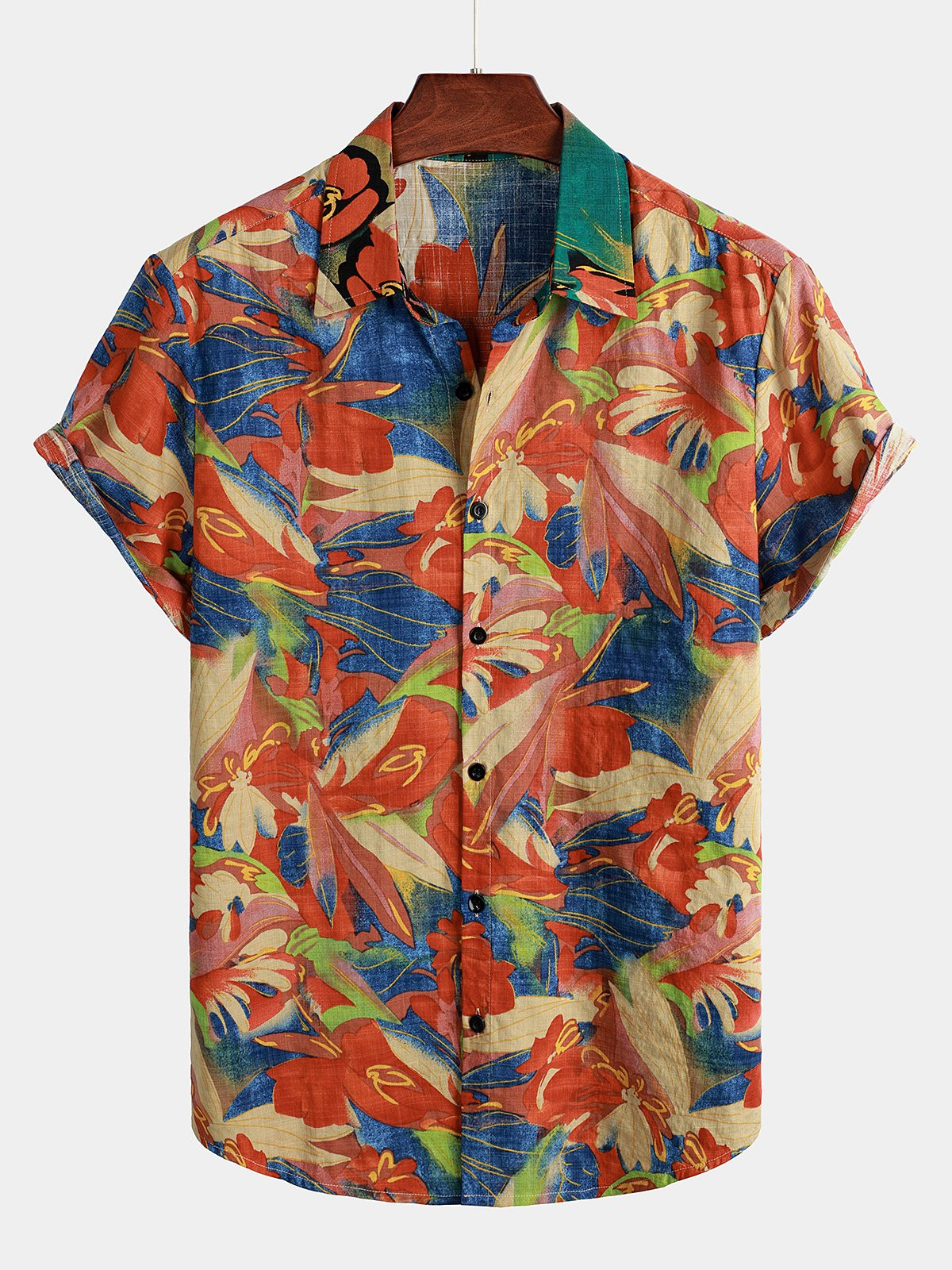 Mens Short Sleeve Cotton Shirts Hawaiian Shirt for Men Women