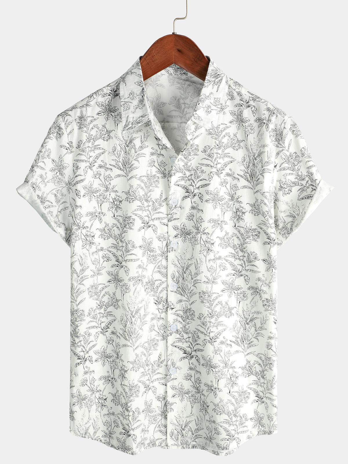 Mens Summer Floral Print Button Hawaiian Shirt