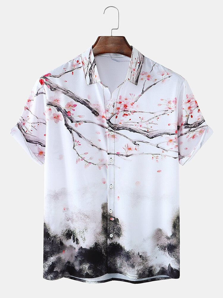 Mens Tribal Printed Shirt Collar Shirts Hawaiian Shirt for Men Women