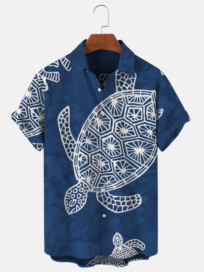 Mens Turtle Ocean Casual Tribal Printed Shirts  Tops Hawaiian Shirt for Men Women