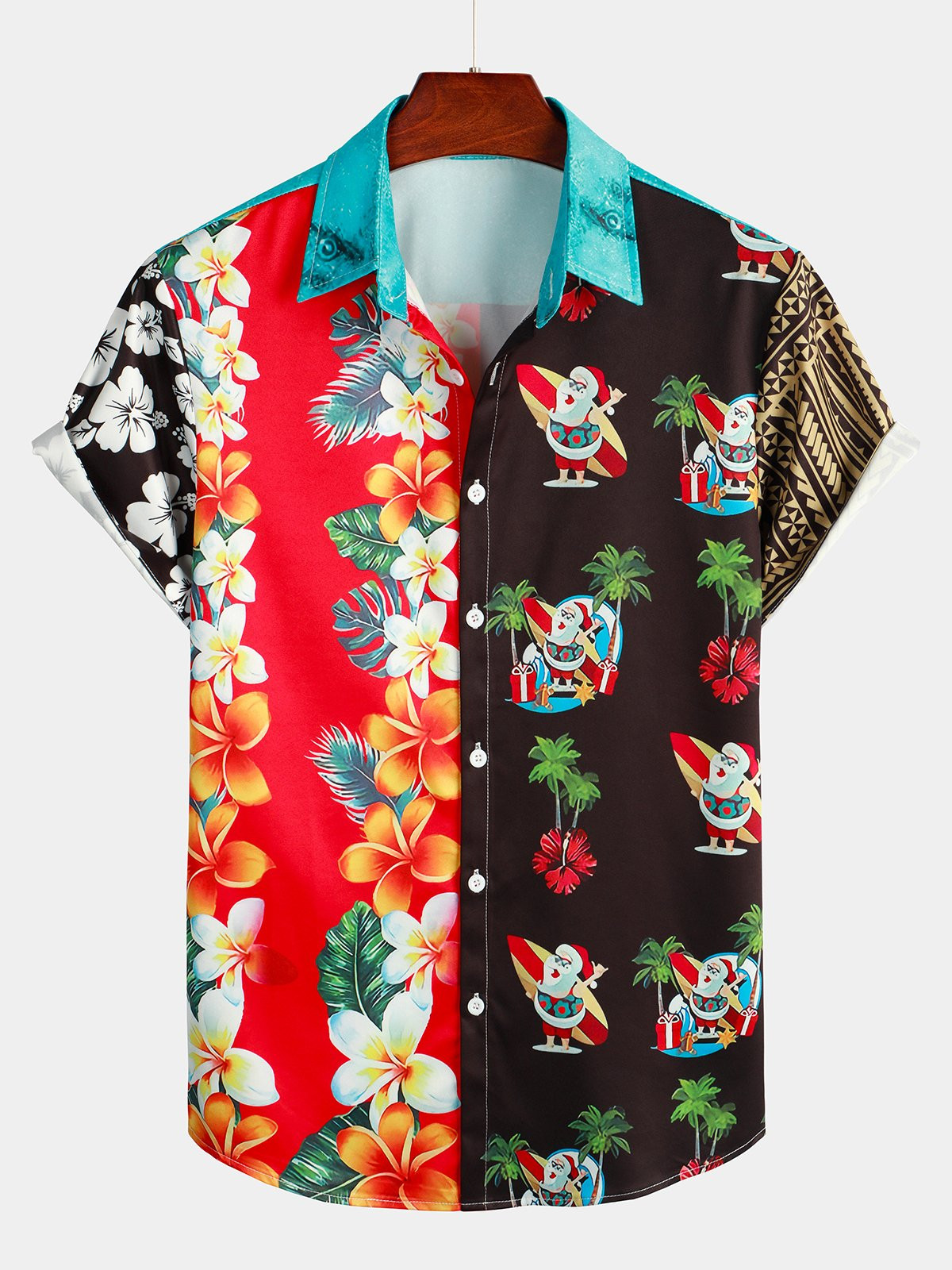 Mens Ugly Christmas Print Hawaiian Shirt