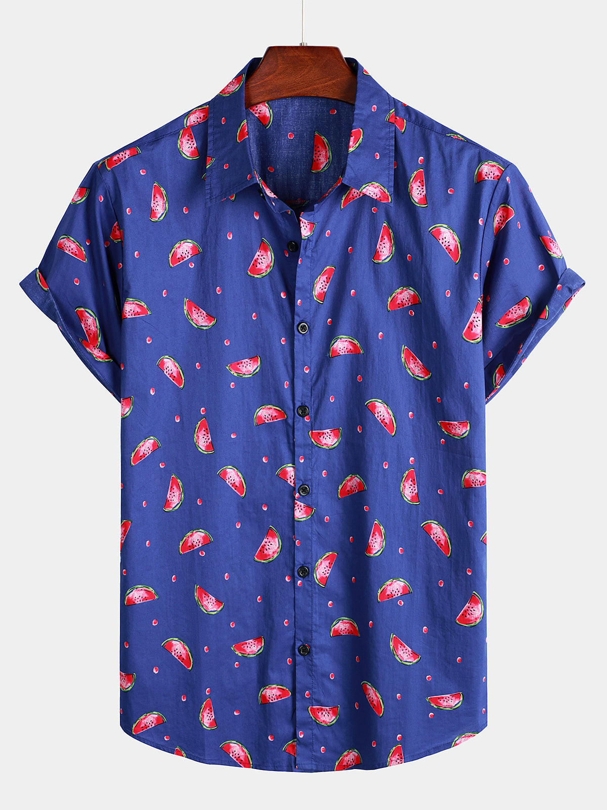 Mens Watermelon Print Short Sleeve Hawaiian Shirt