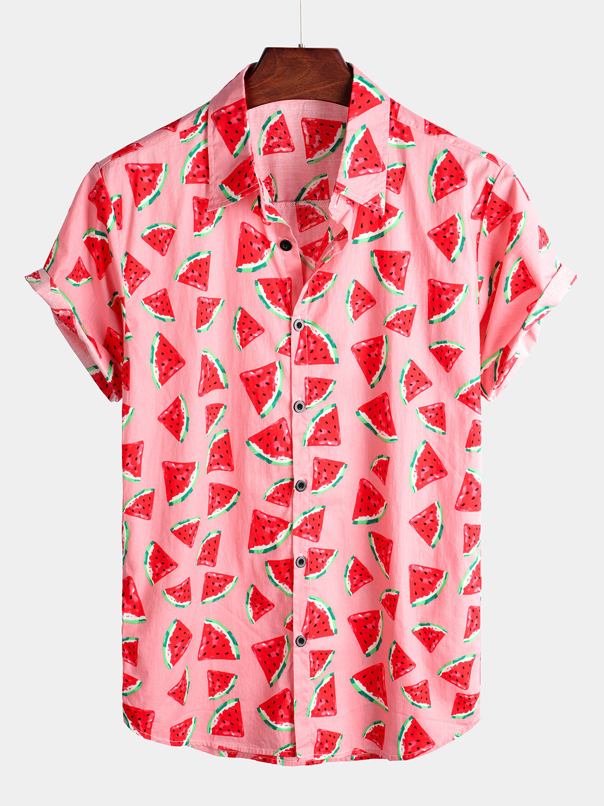 Mens Watermelon Tropical Hawaii Fruit Print Cotton Shirt Hawaiian Shirt for Men Women