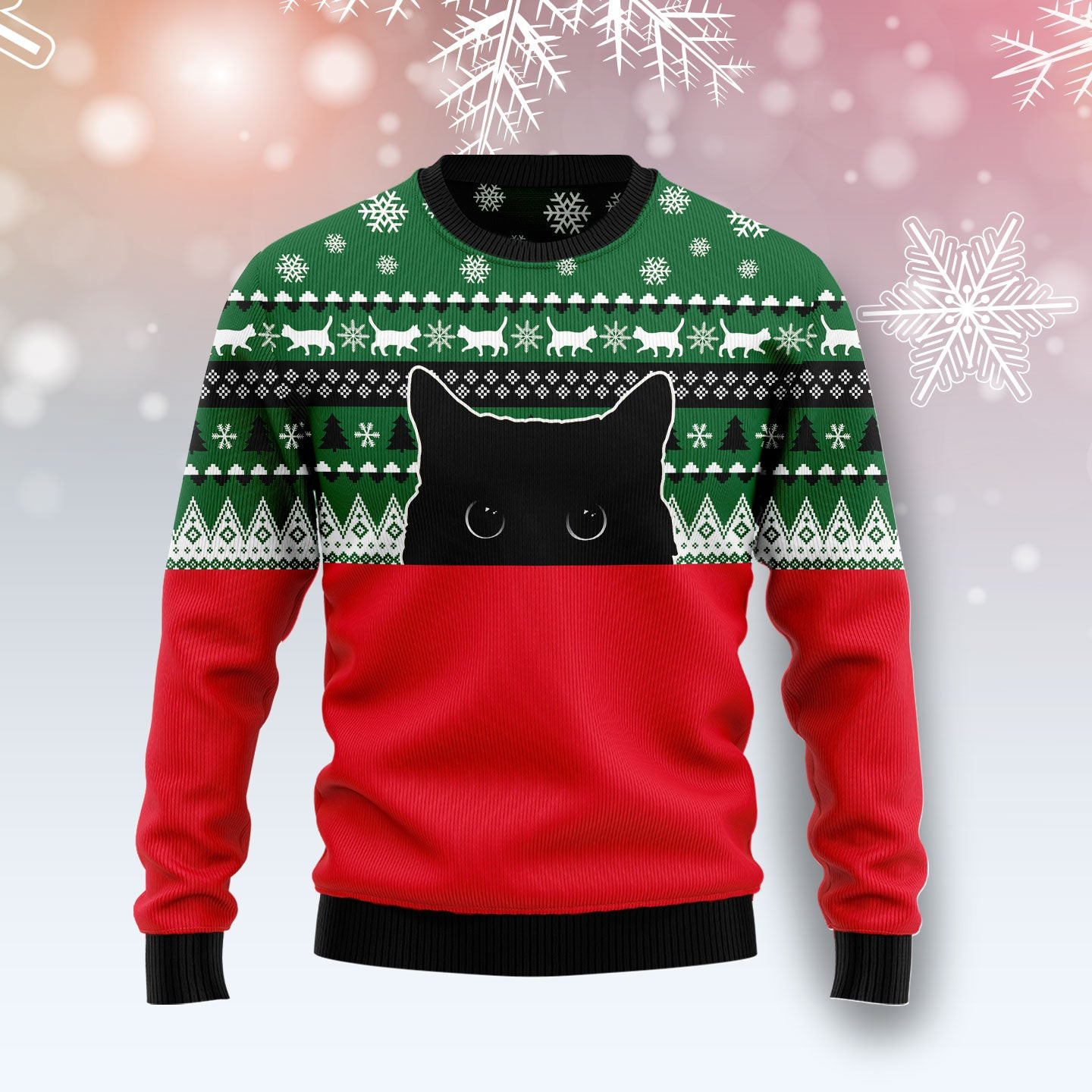 Meow Meow Black Cat Ugly Christmas Sweater