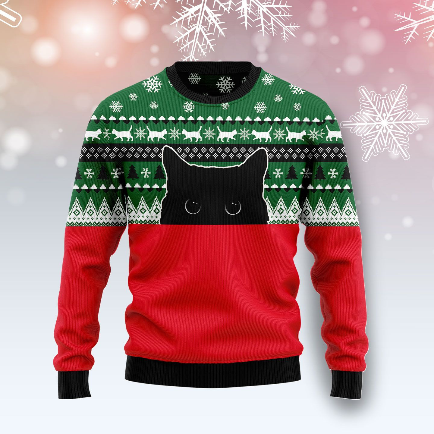 Meow Meow Black Cat Ugly Christmas Sweater Ugly Sweater For Men Women