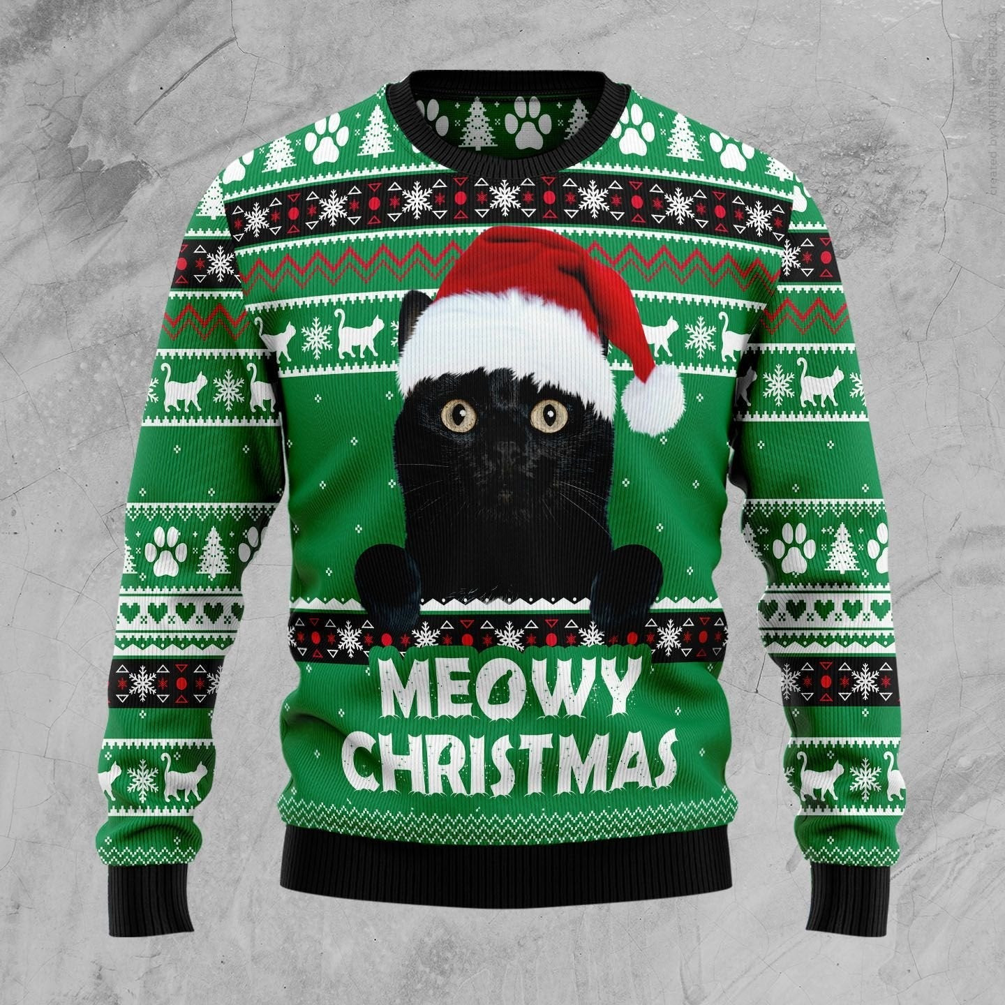 Meowy Black Cat Ugly Christmas Sweater Ugly Sweater For Men Women