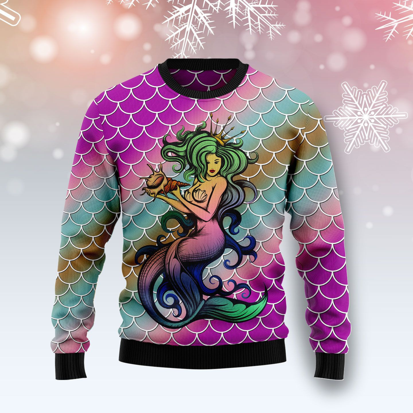 Mermaid Light Ugly Christmas Sweater Ugly Sweater For Men Women