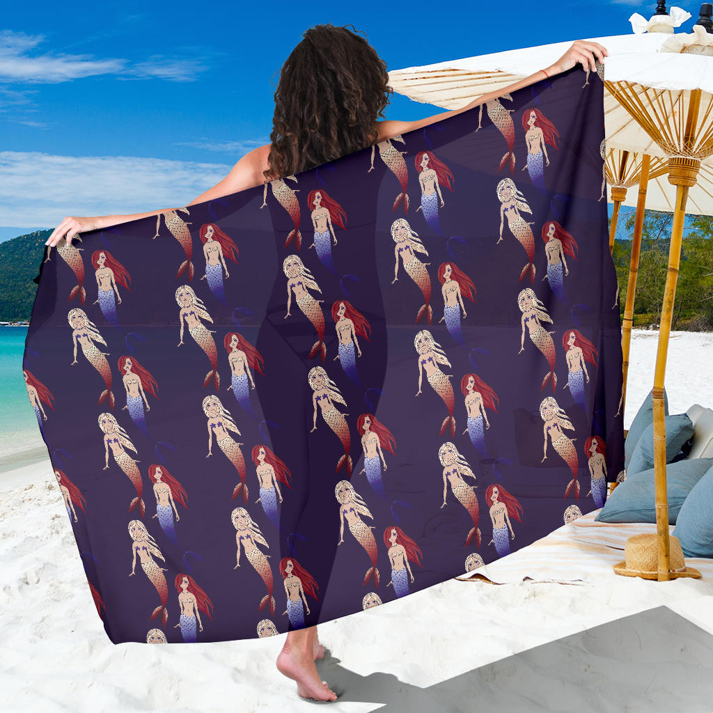 Mermaid Pattern Print Sarong Cover Up Mermaid Pareo Wrap Skirt Dress