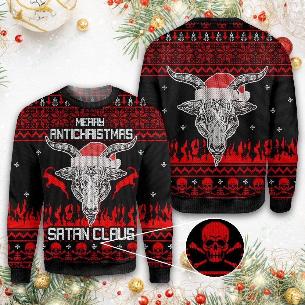 Merry Anti Christmas Satan  Claus Ugly Christmas Sweater Ugly Sweater For Men Women