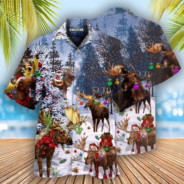 Merry Christ Moose Edition - Hawaiian Shirt - Hawaiian Shirt For Men