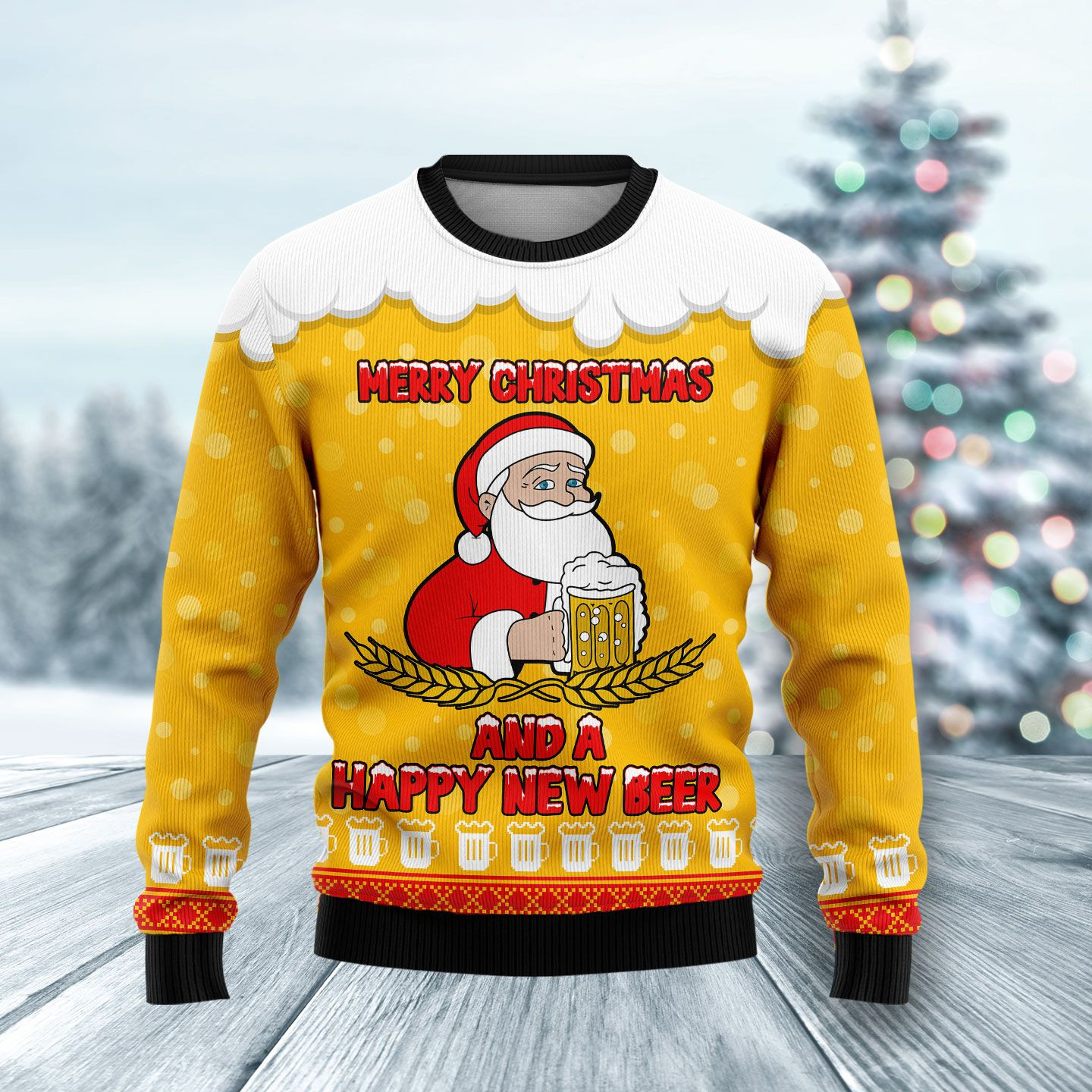 Merry Christmas And A Happy New Beer Ugly Christmas Sweater Ugly Sweater For Men Women