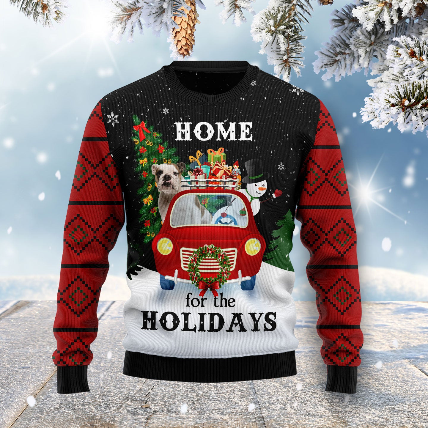 Merry Christmas Bulldog And Snowman Ugly Christmas Sweater, Ugly Sweater For Men Women, Holiday Sweater