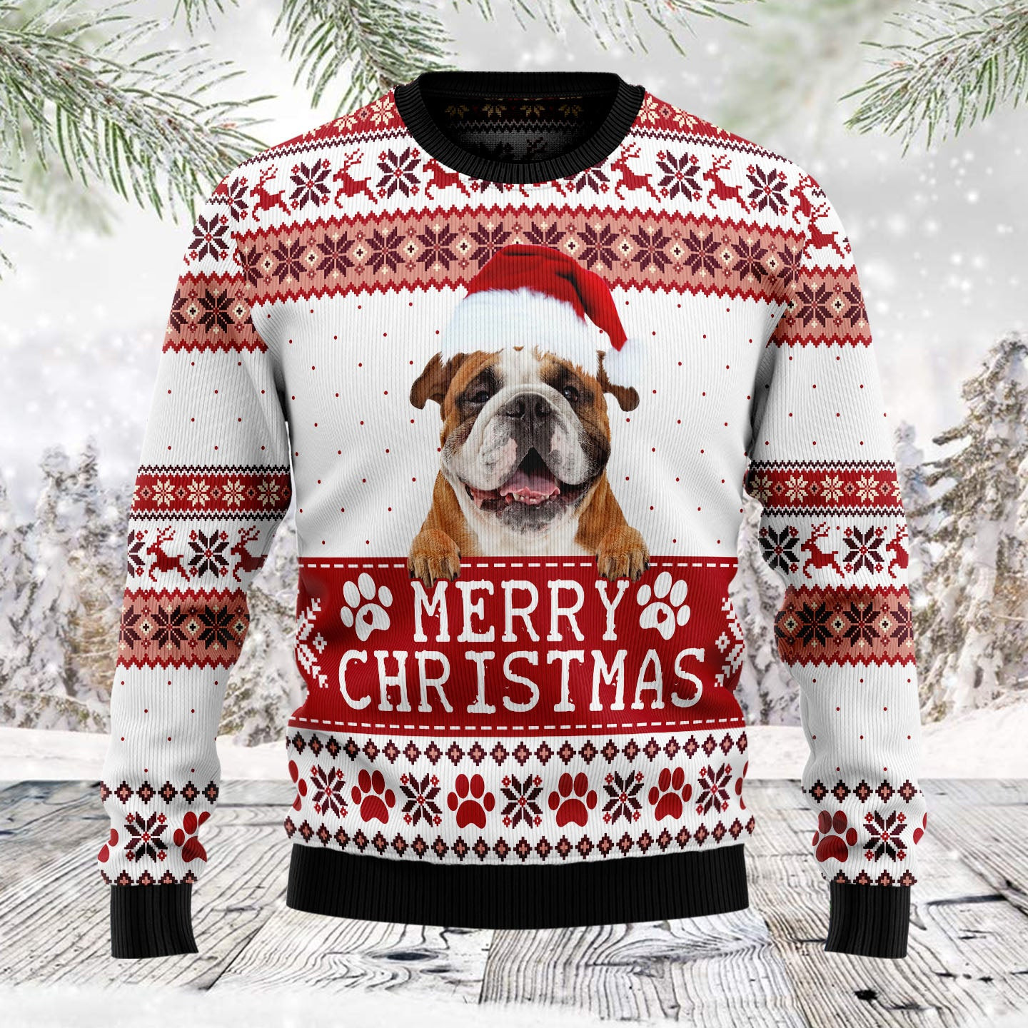 Merry Christmas Bulldog Ugly Christmas Sweater