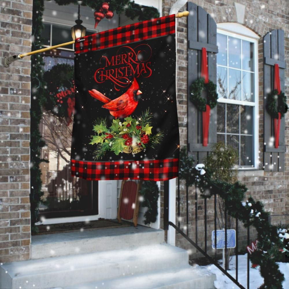 Merry Christmas Cardinal Bird Garden Flag House Flag