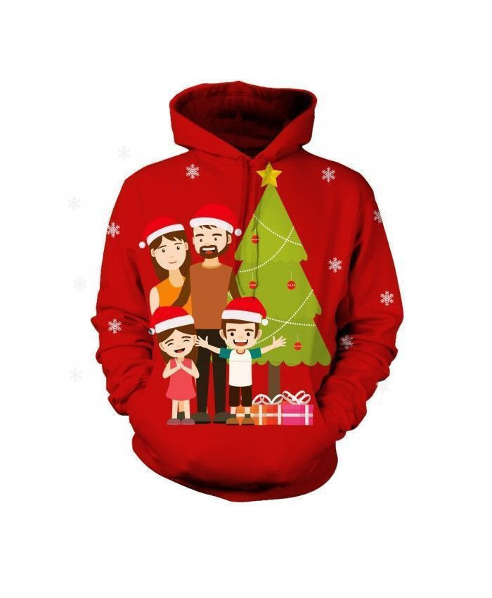Merry Christmas The Pattern Of A Happy Family Pullover And Zip Pered Hoodies Custom 3D Graphic Printed 3D Hoodie All Over Print Hoodie For Men For Women