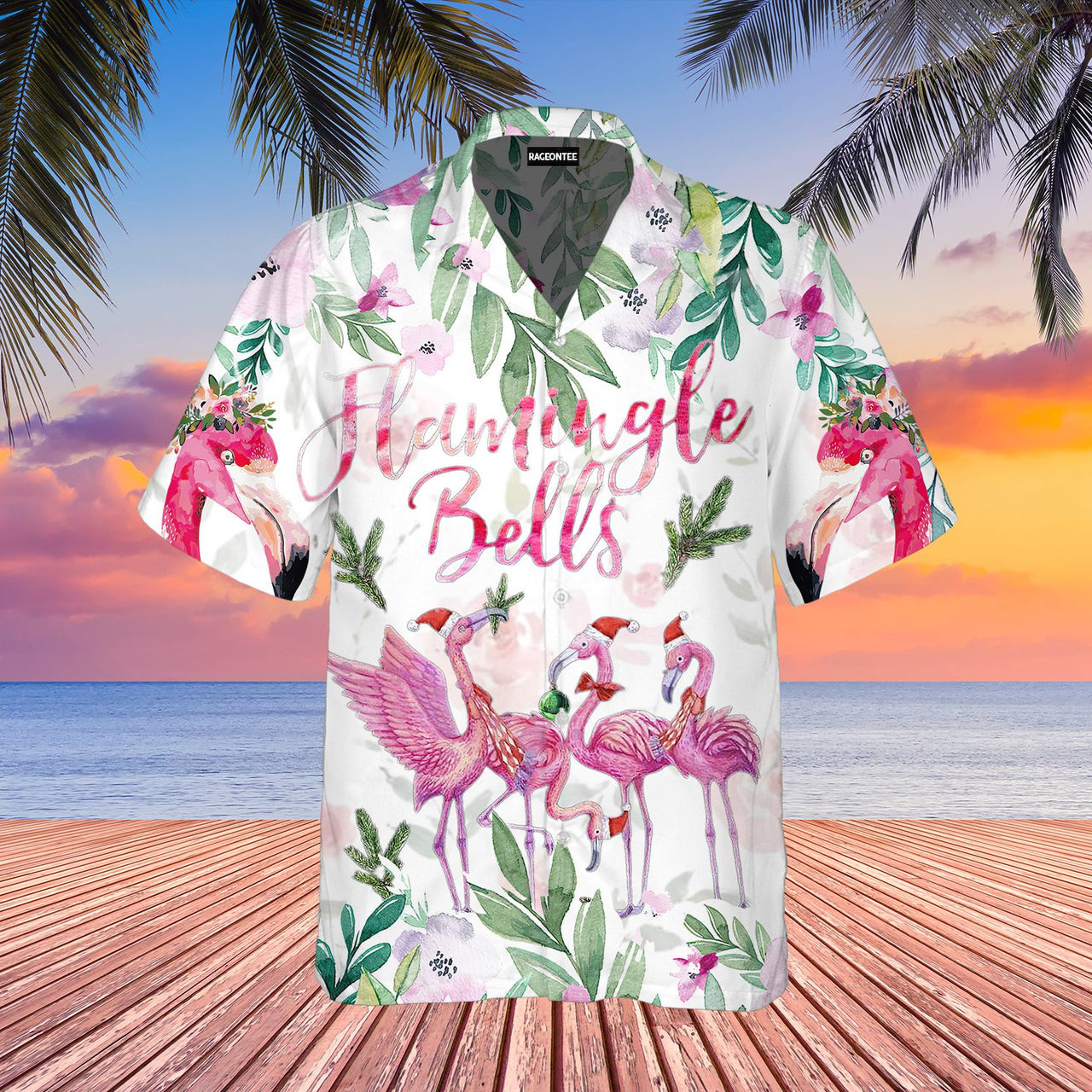 Merry Flamingo Hawaiian Shirt Tropical On Day Hawaiian Shirt For Men Women