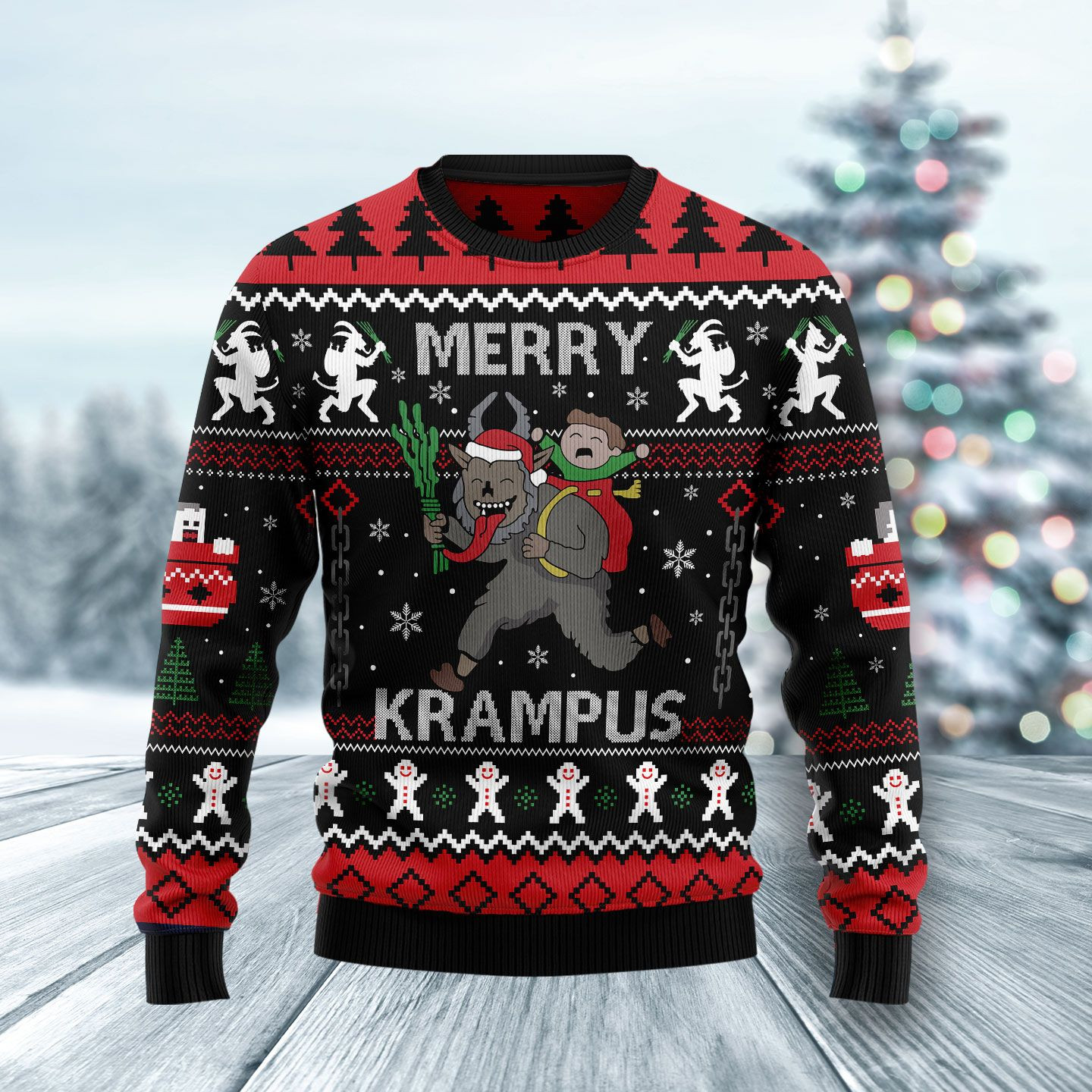 Merry Krampus Ugly Christmas Sweater Ugly Sweater For Men Women