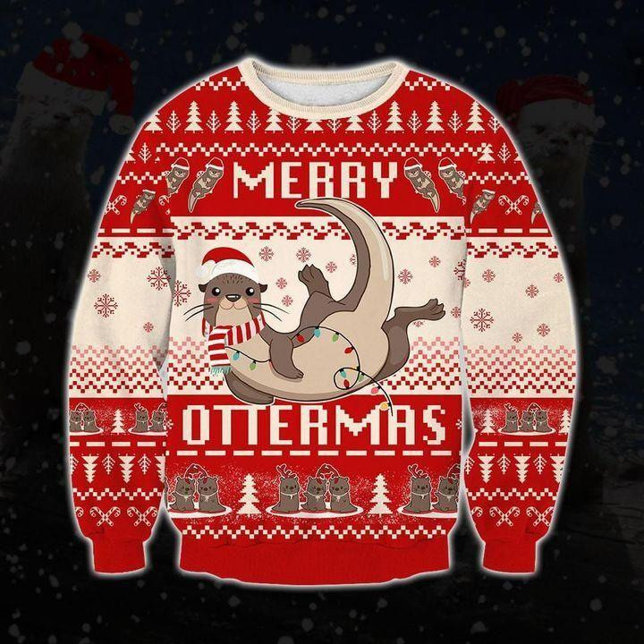 Merry Ottermas Ugly Christmas Sweater Ugly Sweater For Men Women