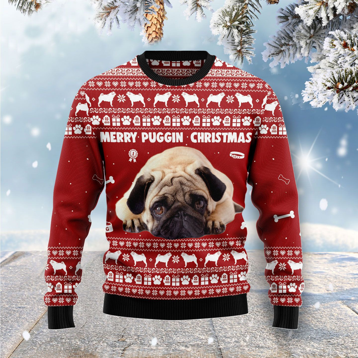 Merry Puggin Christmas Ugly Christmas Sweater Ugly Sweater For Men Women