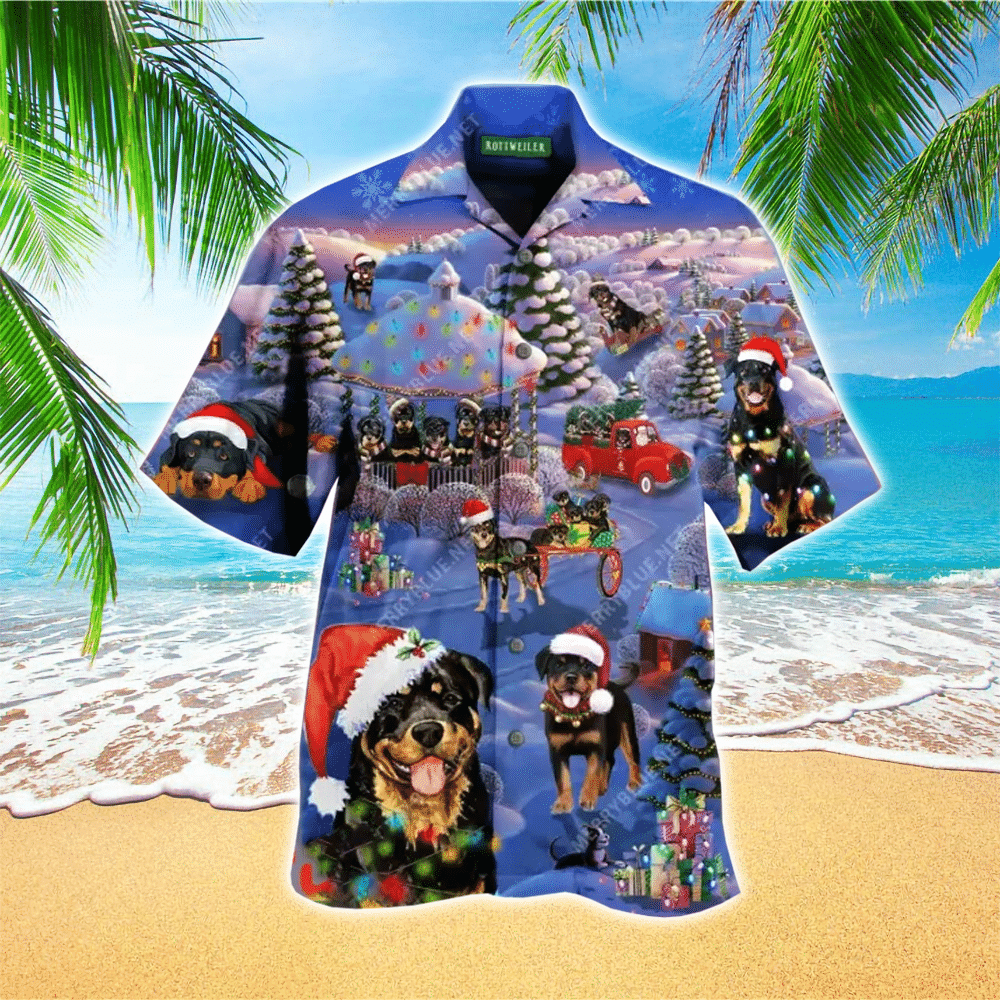 Merry Rottweiler Christmas Hawaiian Shirt for Men and Women