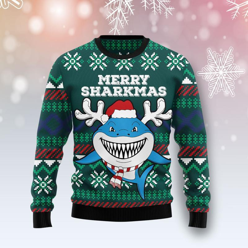 Merry Sharkmas Ugly Christmas Sweater Ugly Sweater For Men Women