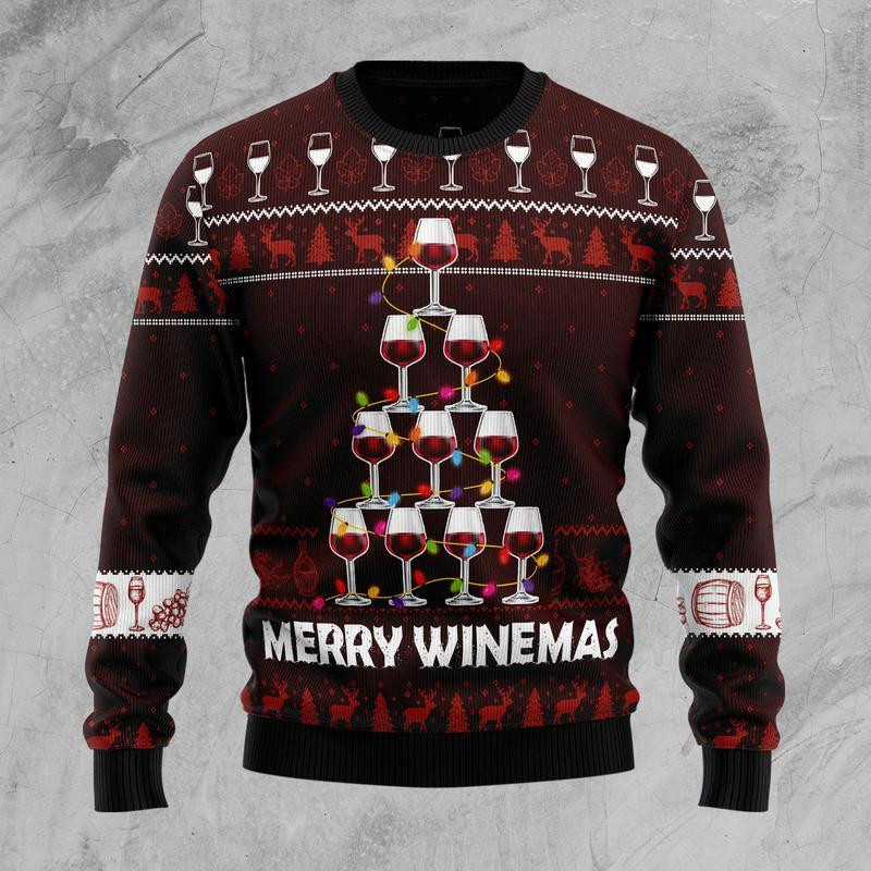 Merry Winemas Ugly Christmas Sweater Ugly Sweater For Men Women