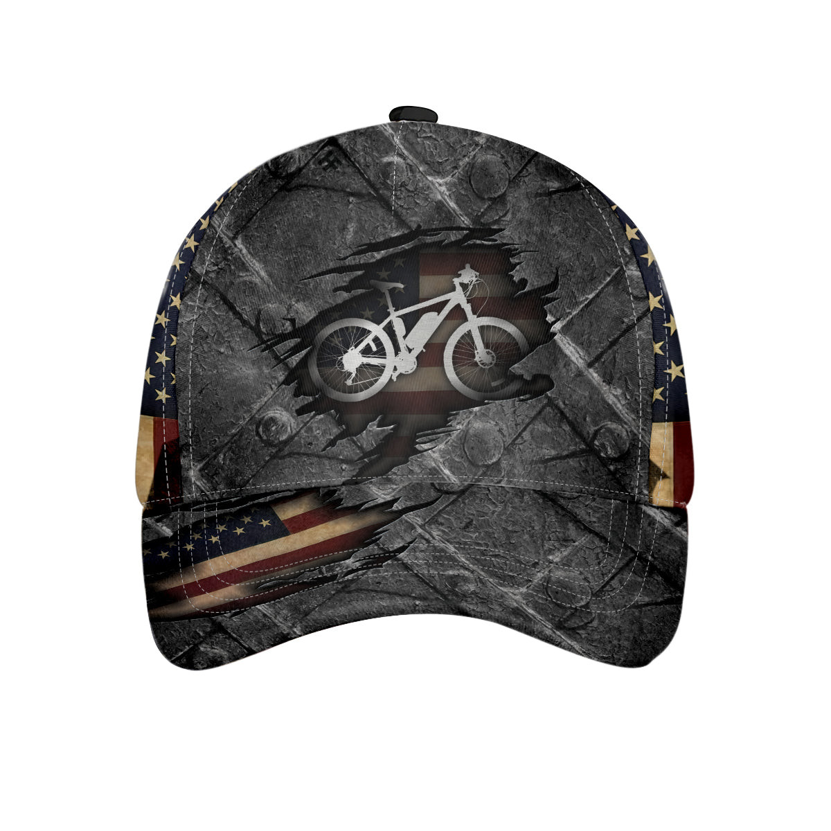 Metal Bicycle US Flag Classic Cap American Flag Cycling Baseball Cap Gift For Cyclists