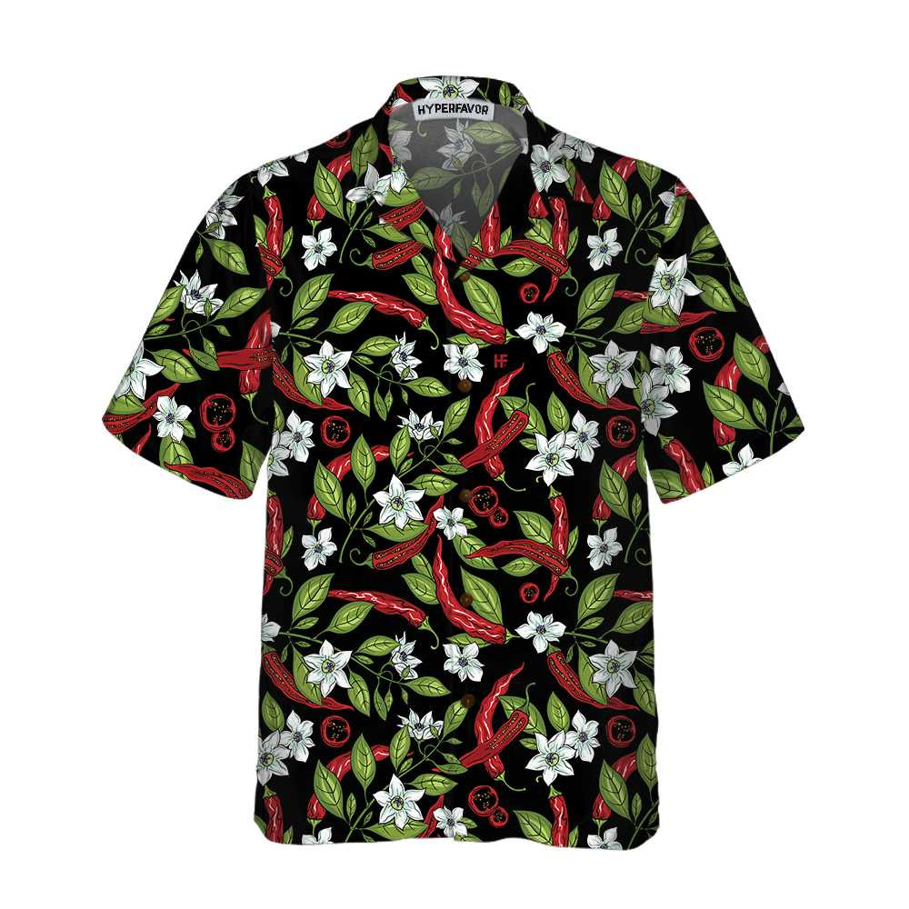 Mexican Jalapeno Chilli Flowers Hawaiian Shirt Funny Red Pepper Shirt For Men Red Hot Chilli Shirt