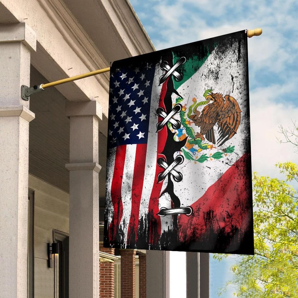 Mexico American Flag Garden Flag House Flag